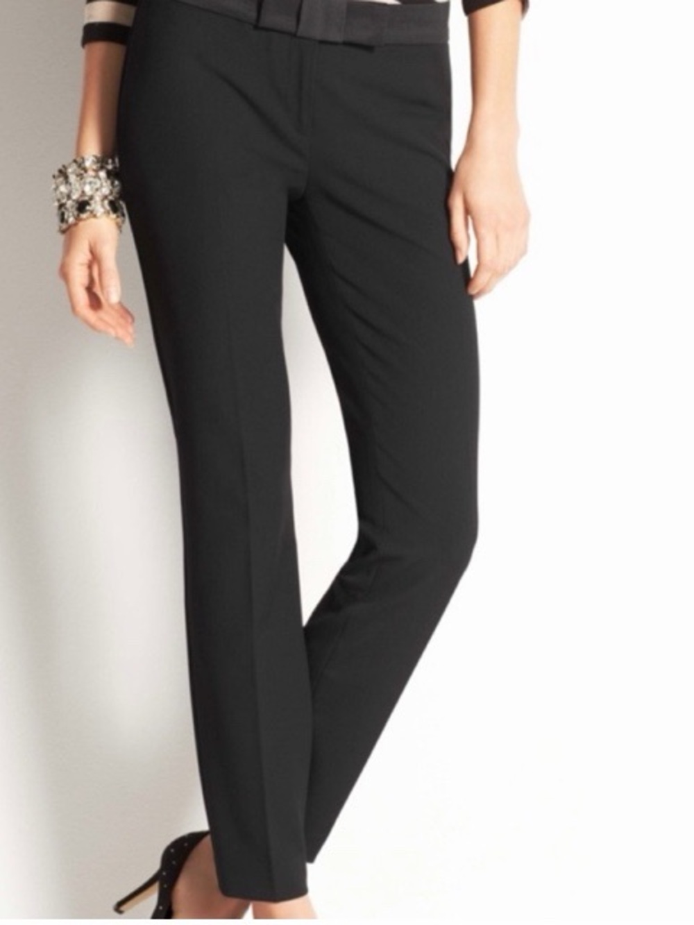 Ann‎ Taylor Bow Waist Black Trouser Pants